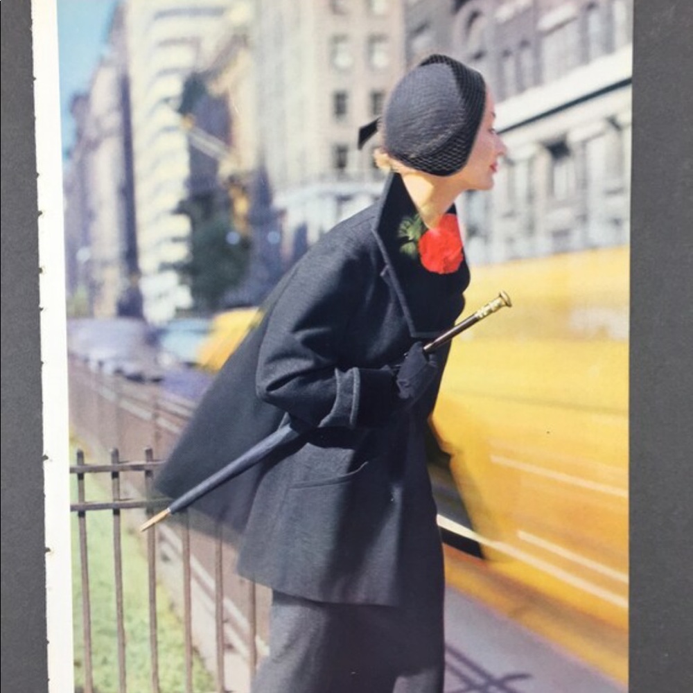 ! 1 Page/2 Sides from 1951 VTG Photography Book, Model on Park Ave, Paris Apt
